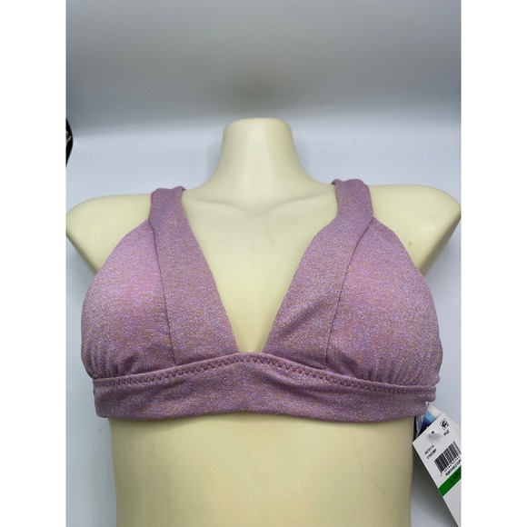 Isabella Rose Pink, Purple Metallic Triangle Bikini Swim Top Women's Size Large - Picture 2 of 9